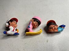 Vintage 1979 Monchhichi Monchichi Sekiguchi PVC Mini Figures Lot of 3 Baseball picture