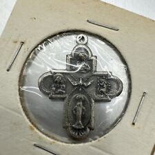 Vintage Holy Trinity Religious Pendant Charm Double Sided Cross. Sterling .925 picture