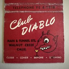 Vintage 1958 Club Diablo Cocktail Lounge Walnut Creek CA Matchbook Cover picture