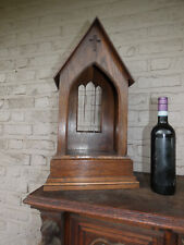 Antique Neo gothic oak wood carved chapel for saint statue picture