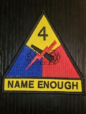 1960s US Army Vietnam Era 4th Armor Tank Division Name Enough Patch L@@K picture