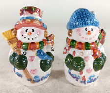 Snowman Salt and Pepper Shakers Ceramic Decorative Festive 4 inches tall picture