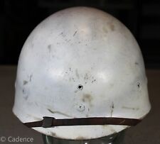 US WW2 Korea CAPAC M1 Helmet Liner. Painted White W/ Sweatband, Nape, Chin Strap picture