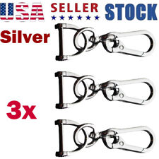 3x Keychain Key Ring Carabiner Clip Bag Keyring Chain Fob D-Ring Holders -Silver picture
