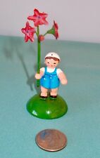New Erzgebirge Alpine Flower Girl w/ Pink Bloom Cluster by KWO in Germany picture