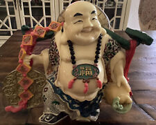 Vintage Resin/Ceramic/Stone Laughing Buddha Fabulous Detail Rich Colors picture
