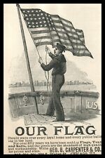 1896 U.S. American Flag Star Stripe Soldier Raising Flag Aboard Naval Ship 8857 picture