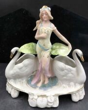 Antique Grafenthal DEP Germany woman & swans figurine planters / vases 1880s picture