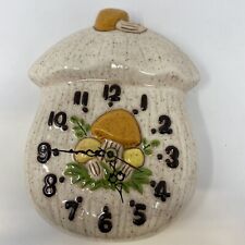 Vtg mushroom clock retro home decor kitchen ceramic pottery kitsch working 