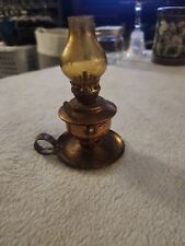 Mini Copper Castle Oil Lamp Table Swivel Amber Chimney Antique Hong Kong 4.5