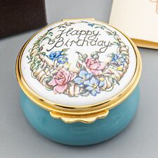 Kingsley Enamels Worcestershire Trinket Box Happy Birthday Flowers picture