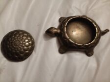 Vintage Brass Turtle Trinket Box 4” With Lid Marked Italy Tortoise Testudines picture