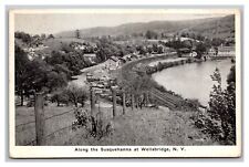 Wellsbridge New York Along Susquehanna River White Border Postcard Posted 1939 picture
