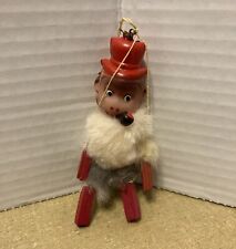 Vtg. 1950s Carnival Prize Celluloid Stick Legs Monkey Christmas Ornament 4 1/4