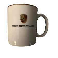 Porsche Logo Crest Gold Rim Mug 10 Ounce Germany picture