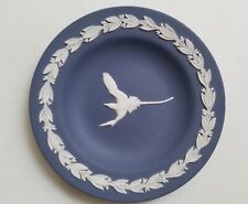 Wedgwood Jasperware Portland Blue Trinket Dish Longtail Bird Crane 4.5