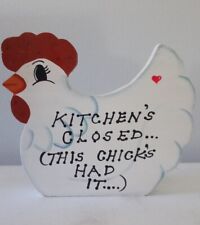 Vintage Handcrafted Tole Painted Chicken Wall Hanger Kitchens Closed... picture