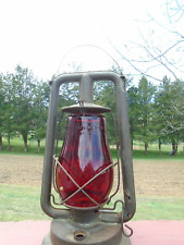 Antique Industrial Rustic Paull's  No. 0 Kerosene Lantern Lamp Red Globe 2# picture