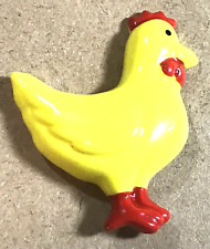 Large Colorful Realistic HP ROOSTER CHICKEN Plastic Button 1 1/2” Yellow w Red picture