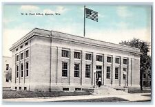 c1950's US Post Office Building Steps Entrance Flag Sparta Wisconsin WI Postcard picture