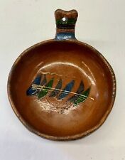 Mexican Red Clay Pottery Bowl With Handle Medium 8” picture