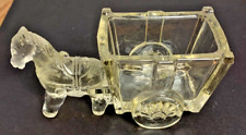 Vintage Kemple Glass Rare Clear Donkey Horse Pony And Cart Toothpick Holder picture