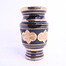Vintage Handpainted Made in Belgium BOOM Gold and Black Glass Vase Art Deco Rare picture