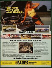 Earl’s Performance Parts Road Race Car Tan Leggy Blonde Vintage Print Ad 1988 picture