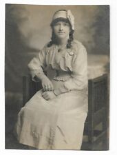 1920's Beautiful Young Woman Curls & Head Scarf RPPC Vintage Photo picture