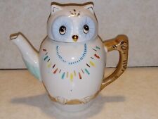 Adorable Vintage Porcelain Small Owl Teapot 5in picture