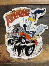 VINTAGE ROAD RUNNER PORCELAIN SIGN GAS STATION MOTOR OIL SERVICE LUBE MUSCLE CAR picture