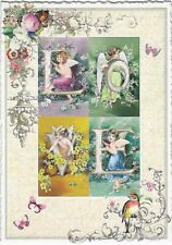 Postcard Glitter Tausendschoen Love Four Angels in Colored Blocks Postcrossing picture