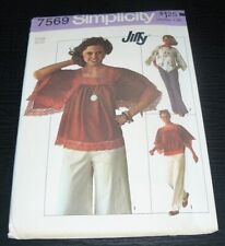 Vintage 70s Simplicity Pattern 7569 Angel Sleeve Shirt Handkerchief Hem L 16 18 picture