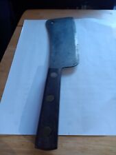 vintage steel blade meat clever wooden handle 8 inch long blade ( unbranded) picture