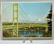Vintage Washington Chrome Postcard Narrows Bridge and Mount Rainier picture