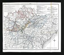 1875 Ruger Civil War Map Cumberland Army Nashville Tennessee Atlanta Georgia  picture