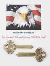 2 Vtg Independent Lock 1001AC Key BLANK For CORBIN Cabinet Trunk Padlock Ornate picture