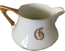 Vintage 50-s Bavaria pitcher creamer porcelain Old Gold hand painted picture