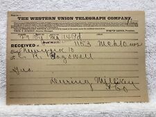 1892 Western Union Telegraph New York City Norwich CT Vtg picture