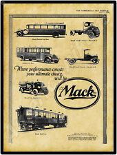 1926 Mack Trucks & Buses New Metal Sign: Parlor Car Bus, City Bus AB, AC, Rail picture