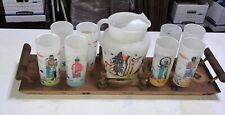 1950s Knox Oil ACEE Famous Oklahoma Indians FROSTED SET - Tray, Pitcher Glasses picture