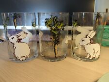 Set Of Three Glass Rabbit And Carrot Container, Peeling Of Some Images  picture