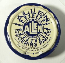 Vtg ALLEN Soldering Paste Advertising Tin w Contents  Lightning Bolts Graphics picture