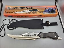Frost Black Buffalo HK493-160BPW Custom Design Blade Wood Handle Bowie Knife 16
