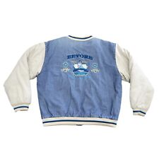 Vintage Eeyore Varsity Denim Bomber Jacket 90s Disney Store Size Medium picture