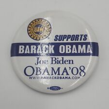 UAW for Obama 2008 Official Button United Auto Workers picture