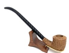 11' Churchwarden Gandalf Pipe 2 colors Carved Oak Round Bowl + Pipe Stand Set picture