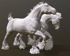 Breyer resin Model Horse Shire Horse Pair Pull Mares Set Of Two- White Resin SM picture