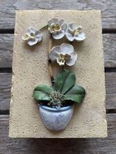 Dezine Hand Painted 3D Orchids  Ornate Trinket Box 4” X 3” picture