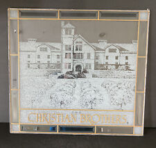 Christian Brothers Brandy White Etched Glass Bar Sign Steel Frame 18” X 16” Rare picture